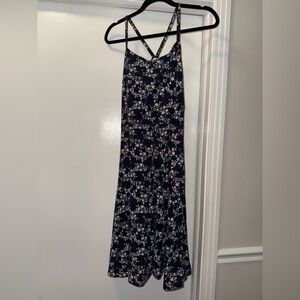 Pact Floral Midi Dress Bouquet Blooms Midnight Blue Organic Cotton